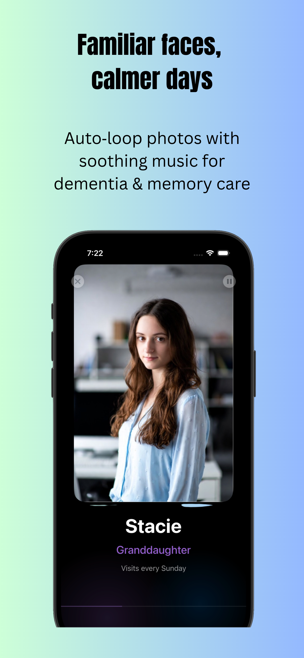 Cherished memory care app settings and features